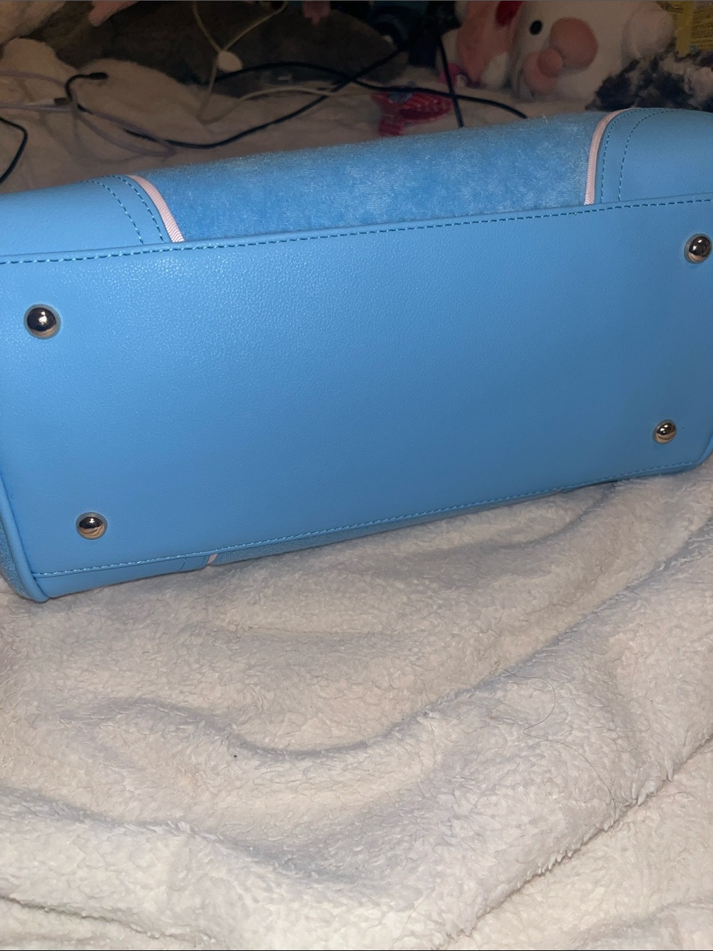 Juicy Couture Blue Strawberry Tote with Pink Bow - Picture 4 of 4